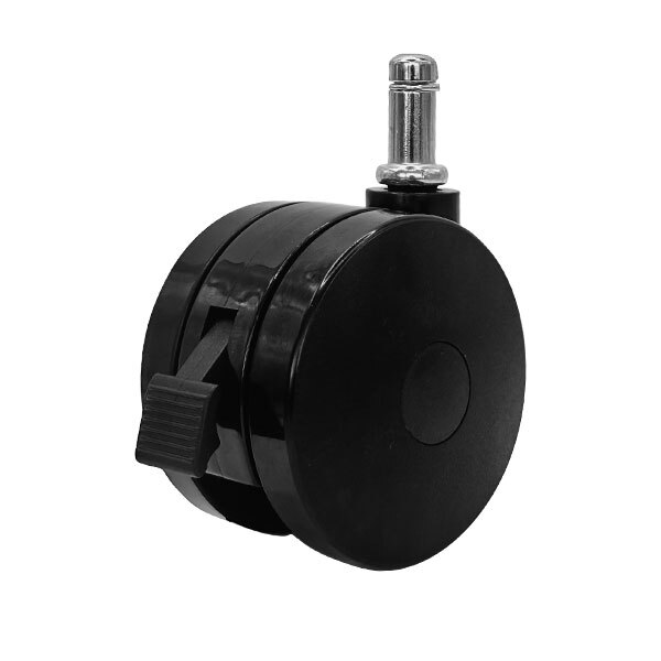 75mm Twin Wheel Castor with Brake - Chair Base Circlip Pin